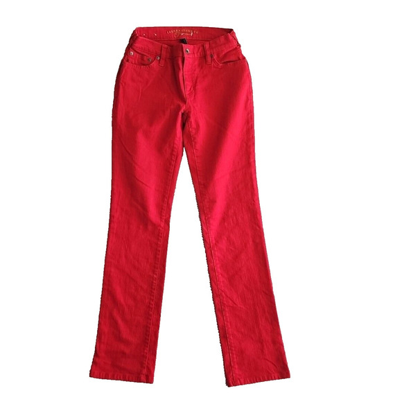 Ralph Lauren Jeans Co Women's Size 2 Red Premium Classic Straight Fit - Altered - Picture 1 of 16